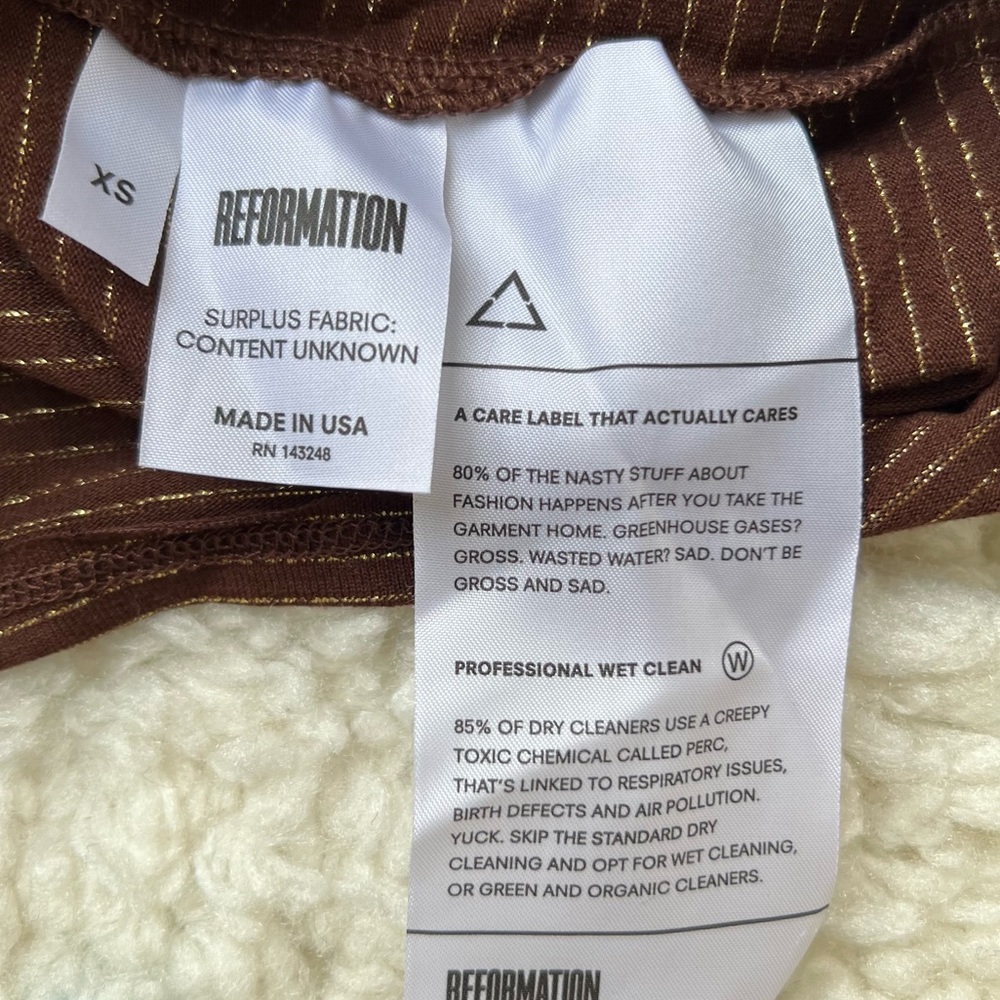 Reformation Brown Striped Short Sleeve Tee - Picture 4 of 8